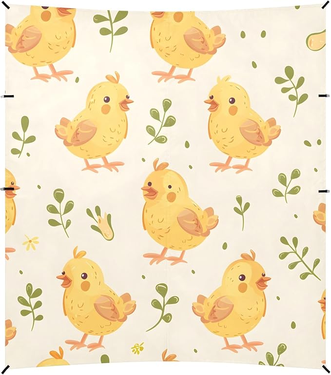 Seamless Pattern Cartoon Chick Camping Sun Shelter Beach Tent Portable Beach Sun Shade Outdoor Canopy for Camping Trips Fishing Picnic