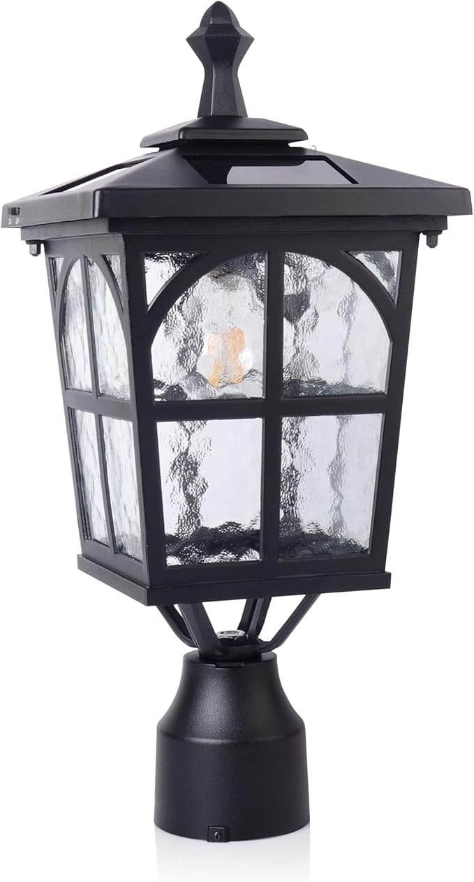 Solar Lamp Post Light Outdoor Dusk to Dawn Waterproof 3-inch Aluminum Post Lights WG4335SQ-A Warm White LED for Yard Garden Gates Walkway Path Decoration