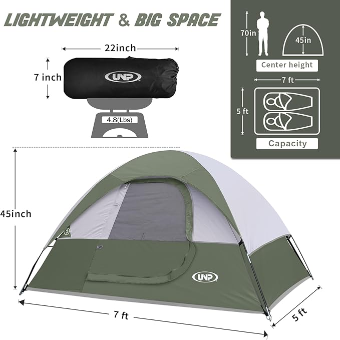 Camping Tent 2-4 Person Waterproof Windproof Tent with Rainfly Easy Set up-Portable Dome Tents for Camping…