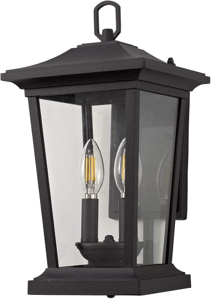 Outdoor Wall Lantern Large Exterior Waterproof Wall Sconce Light Fixture Black Anti-Rust Outside Porch Sconce Lights with Clear Glass