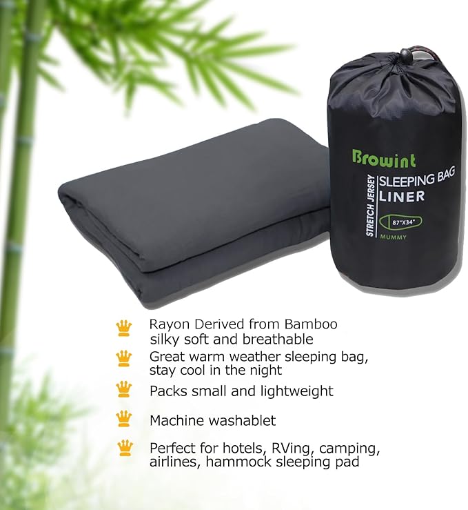 Travel Sheets for Hotel Rayon Derived from Bamboo Stretchy Sleep Sack for Adults Warm Weather/Summer Sleeping Bag Liner for Camping and Travel Rectangular with Pillow Pocket Mummy Cooling Sheets