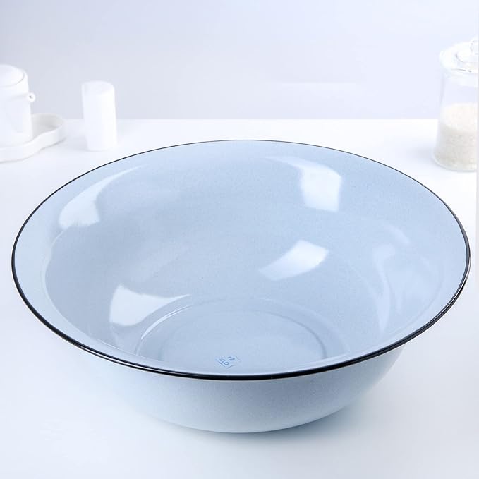 Enamelware Wash Basin 9.5 Qt / 9 L Vintage Large Enamel Bowl Enameled Dish Washing Basin Random Color Enamel Food Storage Mixing Bowl Enamel Camping Dishes Wash Basin Enameled Metal Wash Tub
