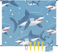 Waterproof Sandproof Beach Blanket 59''×68'' Ocean Sharks Polyester Outdoor Picnic Blanket with 4 Stakes &amp Storage Bag for BeachCampingVacation Blue