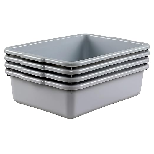 Yuright 4 Pack 13 L Commercial Bus Tubs Grey Small Restaurant Dish Tub Box