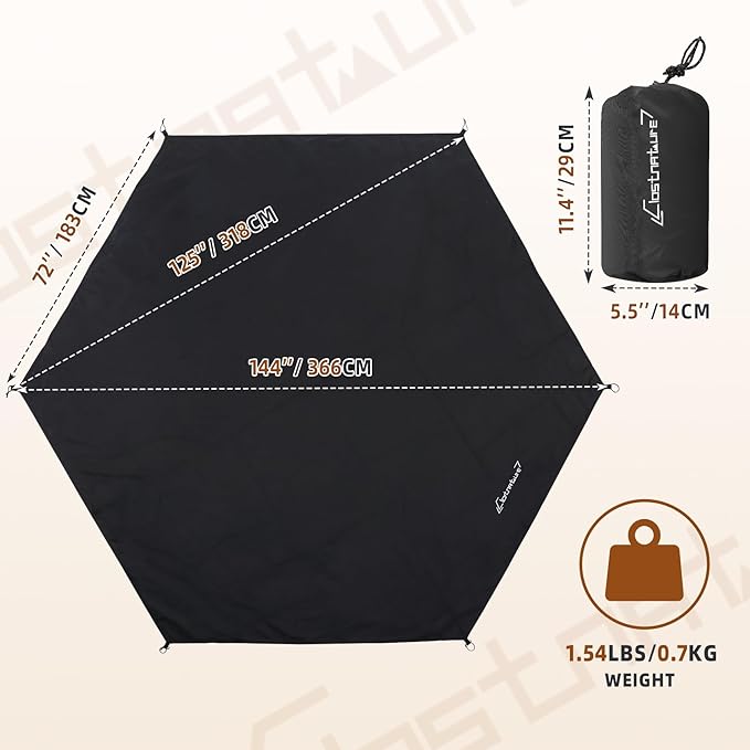 Clostnature Tent Footprint for Camping - Waterproof 10/12Ft Camping Tarp Heavy Duty Hexagonal Ground Sheet Lightweight Tent Mat for Gazebo Bubble Tent Outdoor Floor Mat for Hiking Backpacking