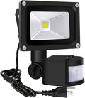 Z Motion Sensor Flood Lights Outdoor10W Induction LED Lamp IP65 Waterproof Spotlight6500K LED Sensor LightSecurity Light with US 3-Plug (Daylight White-Black)