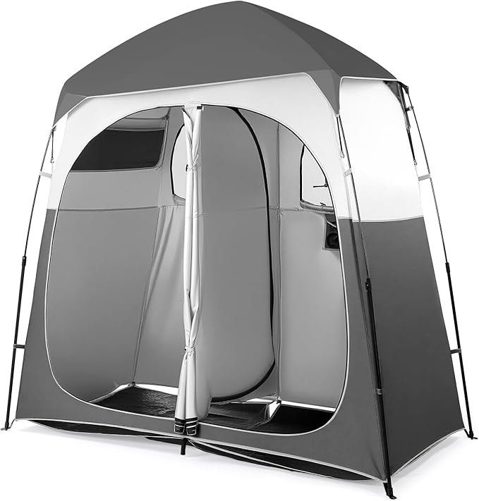 VINGLI 2 Room Shower Tent 7.5 FT Instant Pop Up Shelter with Carrying Bag Privacy Changing Room TentPerfect for Portable Toilet Camping Dressing Outdoor Indoor Easy Set Up