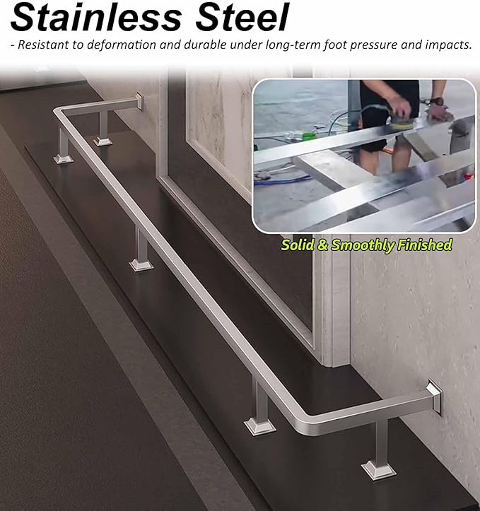 Pub Bar Foot Railing 3 4 5 6 7 ft Square Tube Footrest Rack for Under Counter Stainless Steel Pipe Foot Rest Complete Handrail Shelf Rails(Gold7ft/213cm)