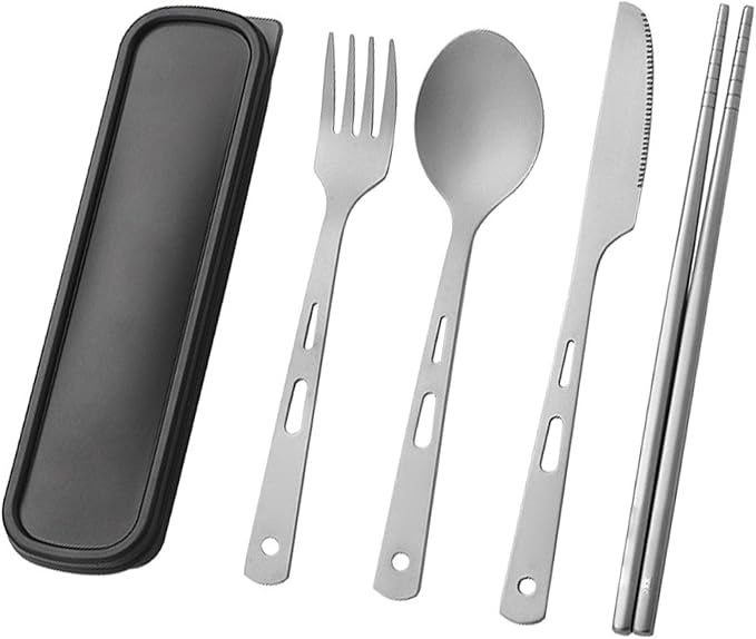Alomejor Tableware Set Portable Fork Spoon Knife Chopsticks Cutlery Lightweight Camping Picnic Utensils