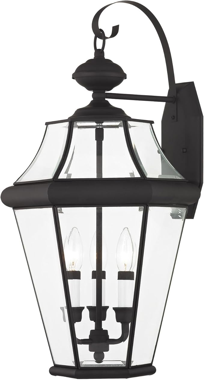 Livex Lighting 2361-01 Georgetown 3-Light Outdoor Wall Lantern Antique Brass