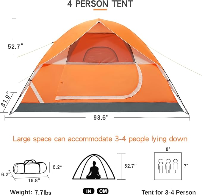 CAMEL CROWN Tents for Camping 2/3/4/5 Person Camping Dome Tent WaterproofSpacious Lightweight Portable Backpacking Tent for Outdoor Camping/Hiking