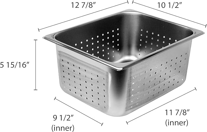 TrueCraftware-Half Size 6 Deep Perforated Stainless Steel Anti-Jamming Steam Pan 24 Gauge- Chafing Food Pan Anti-Jam Steam Table Hotel Pans for Restaurant Family Events Personal Catering Use