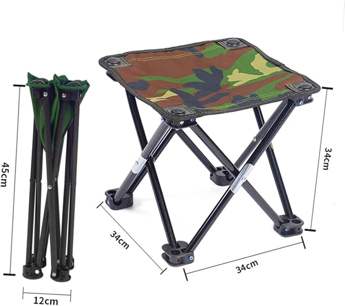 Happyyami Camouflage Folding Stool Portable Fishing Chair Sturdy Outdoor Gear Camping Seat Large Size