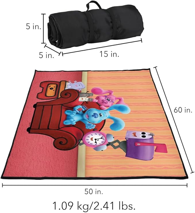 LOGOVISION Blues Clues Picnic Outdoor Blanket 50x60 Blue's Clues Character Group Foldable Blanket for Picnic Beach Camping Park Tailgate