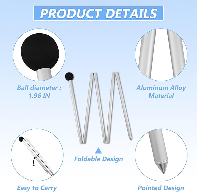 Beach Tent Poles Replacement - 6.56Ft Awning Poles with Ground Stakes for Tarp Canopy Foldable Aluminum Alloy Tarp Poles for Camping Parties Fishing and Hiking 2-Pack