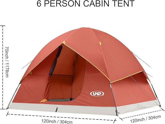 unp 6 Person 4 Season Dome Tent Easy to Set Up for Camping &amp Hiking Lightweight &amp Portable Green