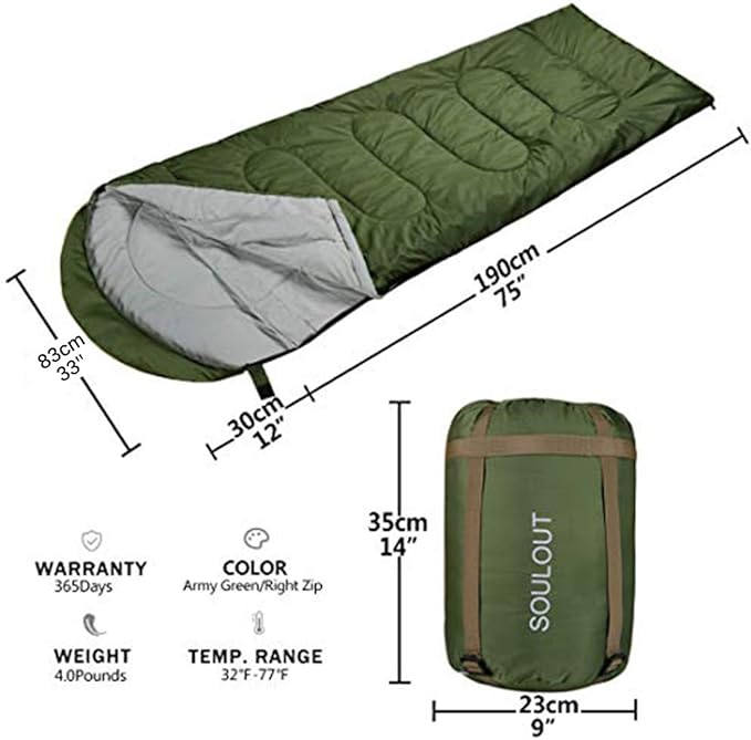 3-4 Season Sleeping Bag for Adults &amp Kids Lightweight Warm Cold Weather Camping Bag with Waterproof Compression Sack – Portable for Hiking Backpacking Traveling &amp Outdoor Adventures