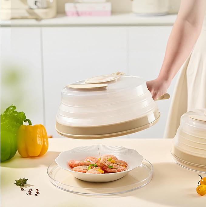 Nonflammable Compressible Microwave Cover Splatter Guard Lid with Ergonomic Grip for Food Freshness Microwave Foldable Cover