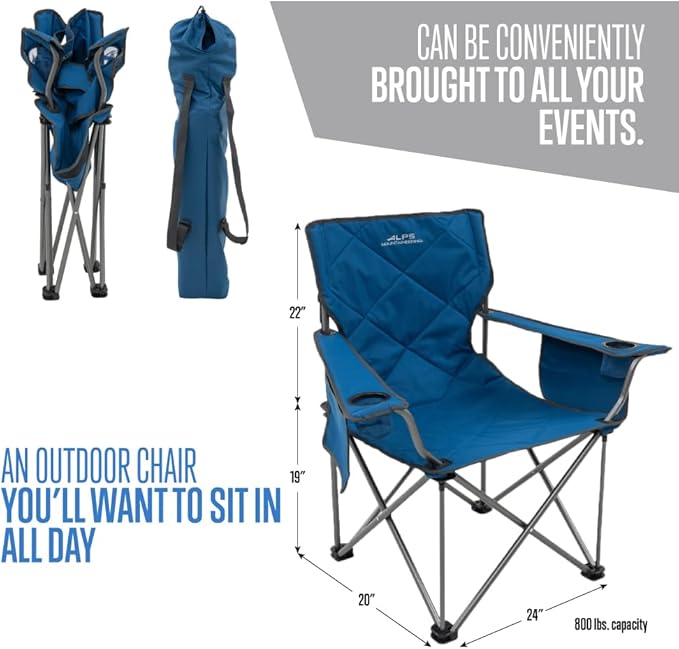 ALPS Mountaineering King Kong Camping Chairs for Adults with Mesh Cup Holders and Pockets Built Durable and Reliable with Compact Foldable Steel Frame