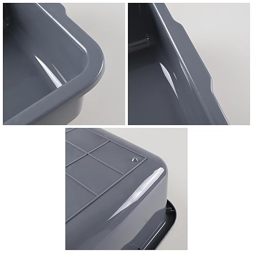 4-Pack 32 L Large Bus Tubs Commercial Tote Box Plastic Bus Box Grey Restaurant Wash Basin/Dish Washing Tub for Kitchen Organization/Storage