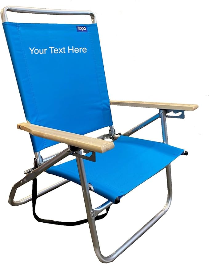 COPA Personalized Imprinted Mid Height 3 Position Beach Chair (Pacific Blue)