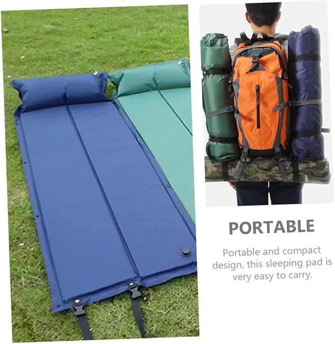 Inflatable Camping Sleeping Pad Pillow Wear-Resistant Portable Mat for Outdoor Camping Ultralight and Convenient Design for Hiking and Backpacking
