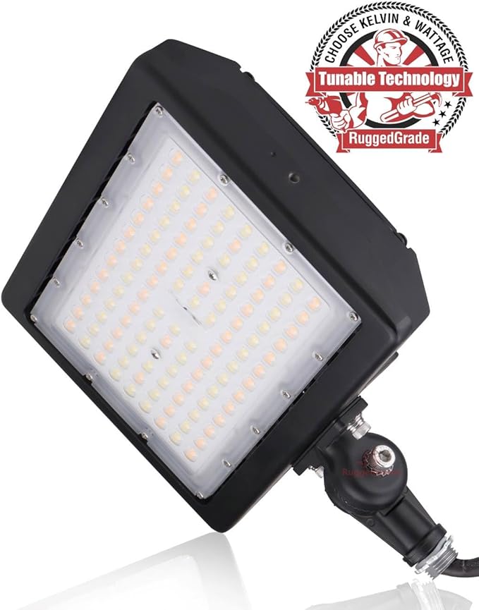 RuggedGrade 90W LED Flood Light - Kivo II CS Series - 13050 Lumens - Bright White 5000K - Photocell Sensor - Knuckle Mount - Outdoor Waterproof Security LED Fixture - DLC 5.1 Premium