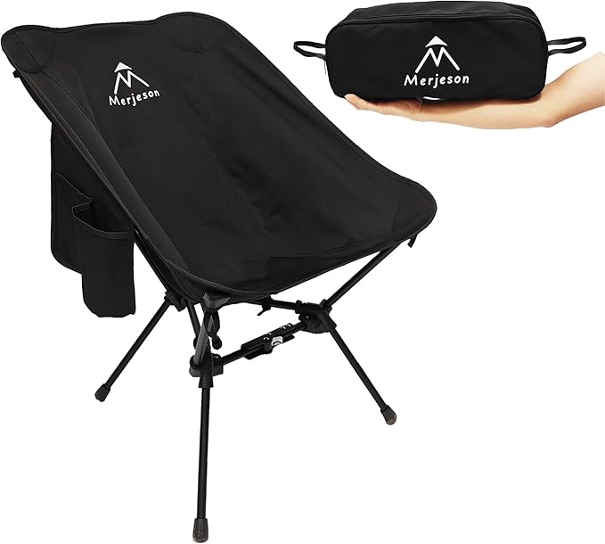 Portable Camping Chair with ReleaseLock Stable Lightweight Camp Ultralight Folding Compact 330lbs Backpacking Foldable Chairs for Outside Beach Picnic Hiking Festival &amp Travel -Black