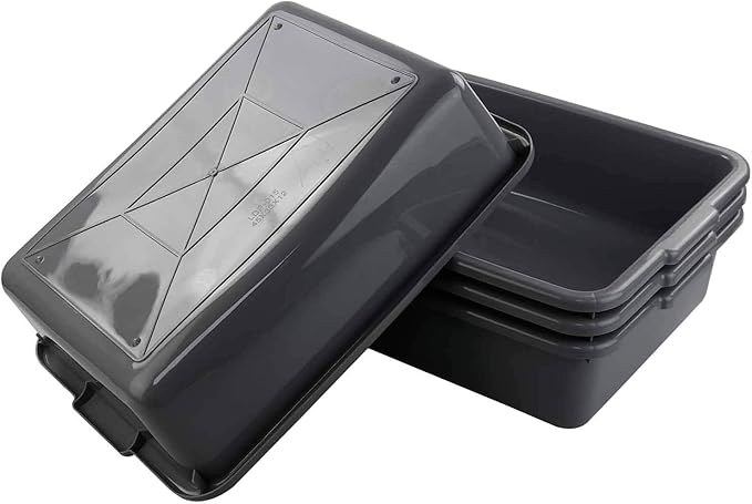 Bringer 4-Pack Gray Commercial Bus Tubs 8 L Small Plastic Bus Box