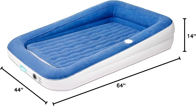 SoundAsleep Products Dream Series Kids Air Mattress Includes High Speed External Pump - Extra Tall Safety Bumpers - Portable Toddler Blow up Bed for Kids