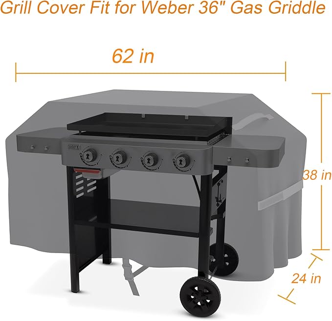 Griddle Cover for Weber 36 Gas GriddleCompared to Weber 3400030 Griddle Heavy Duty Waterproof 64 Inch Griddle Cover for 4 Burner Flat Top Grill with Hood