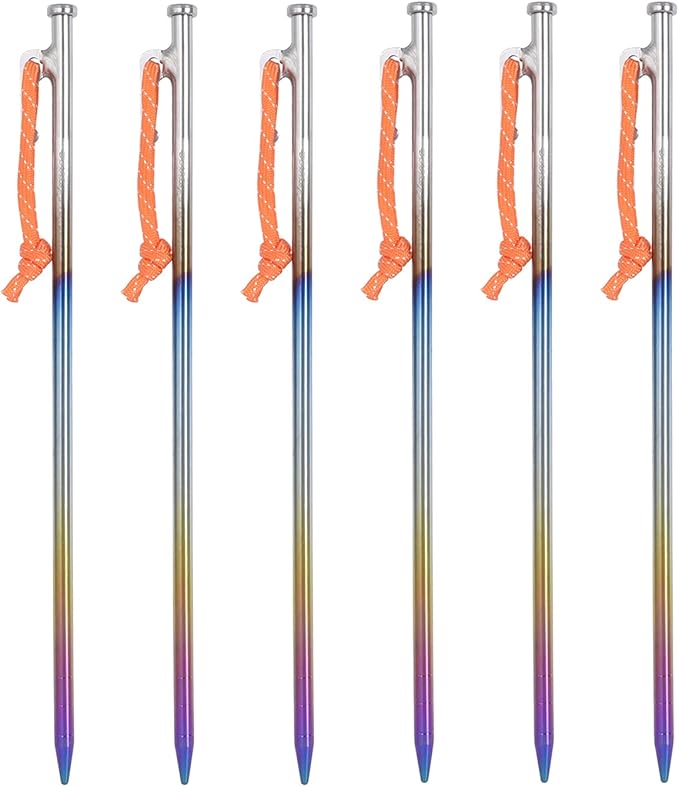 Boundless Voyage 6pcs/lot Titanium Alloy Tent Pegs Outdoor Camping Awning Tent Stakes Lightweight Hiking Climbing Tent Nail 24cm/30cm/35cm