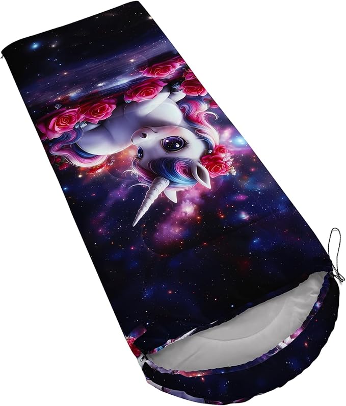 AILONEN Kawaii Panda Sleeping BagsLightweight &amp Waterproof3 Season Warm &amp Cool WeatherDreamy Purple Flower Animal Themed Sleeping Bags for BoysGirlsKidsAdults TravellingOutdoors
