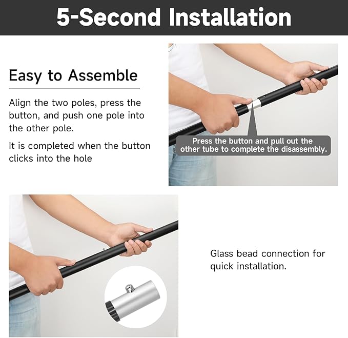 SAN LIKE Aluminum Tent Poles for Tarp - 75in Collapsible Poles for Awnings Canopy Rain Fly Shelter - 4 Sets-5 Sections