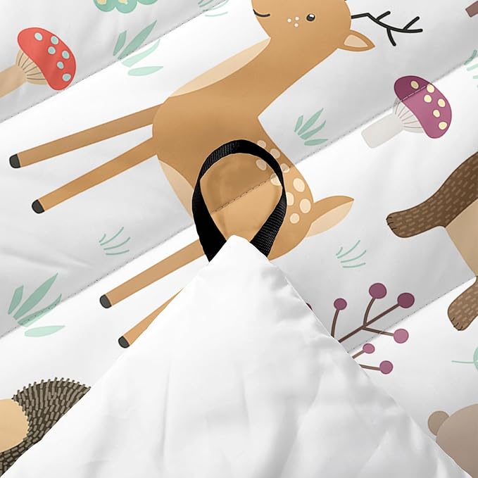 Axolotl Wild Animal Theme Printed Camping BlanketDeer Bear Fox Waterproof BlanketMushroom Botanical Packable Outdoor BlanketWoodland Hedgehog Owl Backpacking Quilt for CampingHikingStadiumPicnic