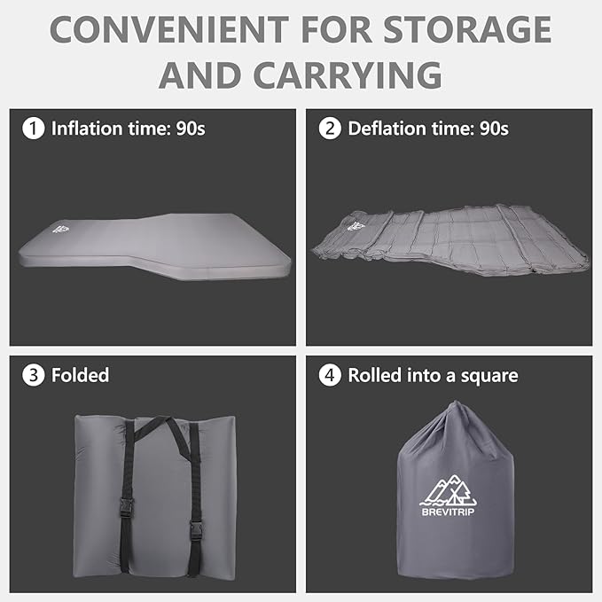 Camping Air Mattress Tesla Model Y Mattress 4 Ultra Thick Tesla Model Y Air Mattress Self Inflating Sleeping Bed with Pump Portable SUV Air Mattress Car Bed Camping Gray