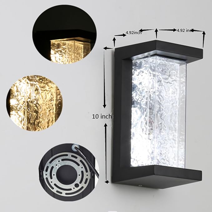 Outdoor Wall Lights 3-Color Modern Porch Light 24W Modern Exterior Lighting Fixtures Sconce 120V Outside Fixture for House