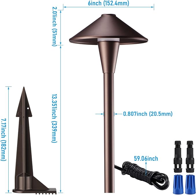 LEONLITE Update 5CCT Low Voltage Pathway Lights LED Landscape Path Lights 1800/2700/3000/4000/5000K Flat Cone Head 12-24V AC/DC IP65 Outdoor Walkway Light Oil Rubbed Bronze Aluminum Pack of 6