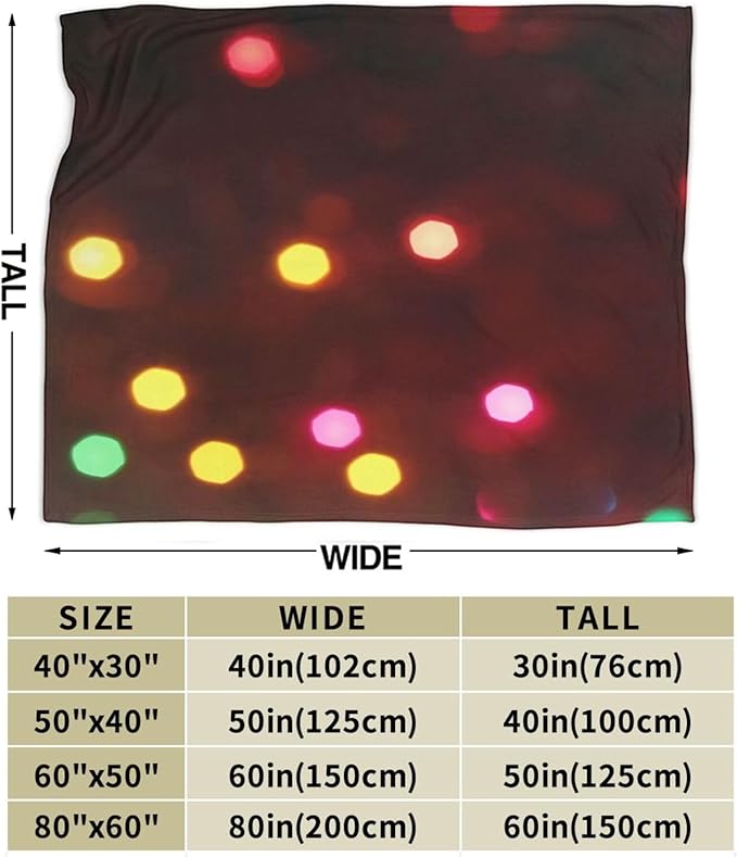 60X50 Christmas Lights Glowing Lightweight Flannel Blanket - Soft and Breathable Polyester Suitable for Travel Camping and Home Decoration