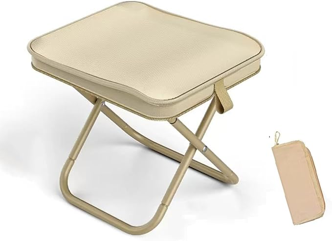 Mountaineering and Hiking Portable StoolCamping Stool Portable Folding Stool with Carry Bag Portable Folding Chair Lightweight Outdoor Footstool for Travel Hiking Fishing(Khaki)