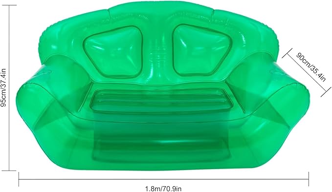 Transparent Inflatable Sofa Clear PVC Air Couch Double Seater Portable Blow Up Chair for Indoor Outdoor Camping Beach Patio Yard Holds 440lbs