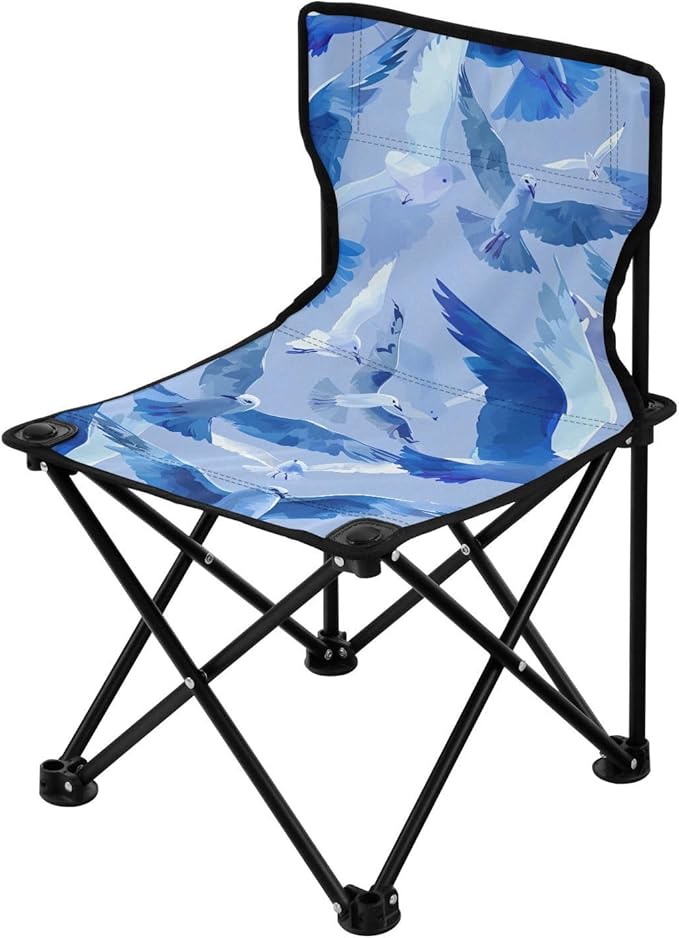 Sea Mew Portable Camping Chairs Folding Chair - Durable Oxford Fabric Lightweight Iron Frame Easy Fold Design - Ideal for Outdoor Activities Camping Fishing and Travel