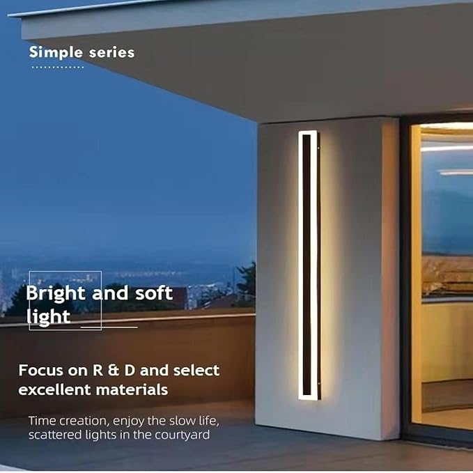 2 Pack-79INCH Long Outdoor LED Wall Lights65W Waterproof IP65 Warm White led Wall Light Rectangular Black Wall Lightled Porch Lights Outdoor Wall Elegant Frosted White Acrylic Anti Rust