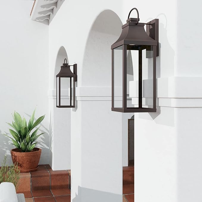 Capital Lighting 946441OZ-GL Bradford Night Sky Clear Glass Rectangular Outdoor Wall Lantern 1-Light 7 Watt 27 H x 9 W Oiled Bronze
