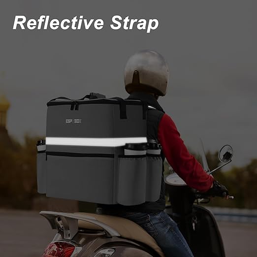Insulated Food Delivery Backpack with Cup Holder - Perfect for Uber Eats Doordash &amp Postmates. Leakproof and Reflective Gray Bag for Hot/Cold Food Delivery on Bike.