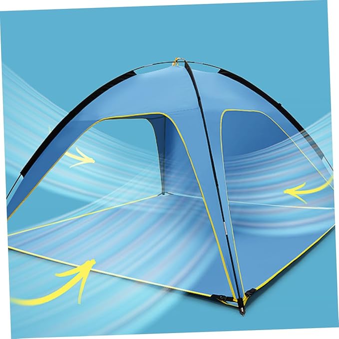 Mikikit 1Pc Quick Opening Camping Tent Shelter Lightweight Beach Canopy Mat Portable Outdoor Tarp for Hiking Picnic and Family Use Durable UV Protection Removable Base