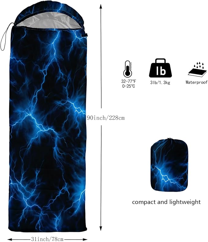 QOOMO Camping Sleeping Bags3 Season Warm &amp Cool WeatherLightweightWaterproof Sleeping Bags for Adults &amp KidsTravelingand OutdoorsCamping Gear Equipment