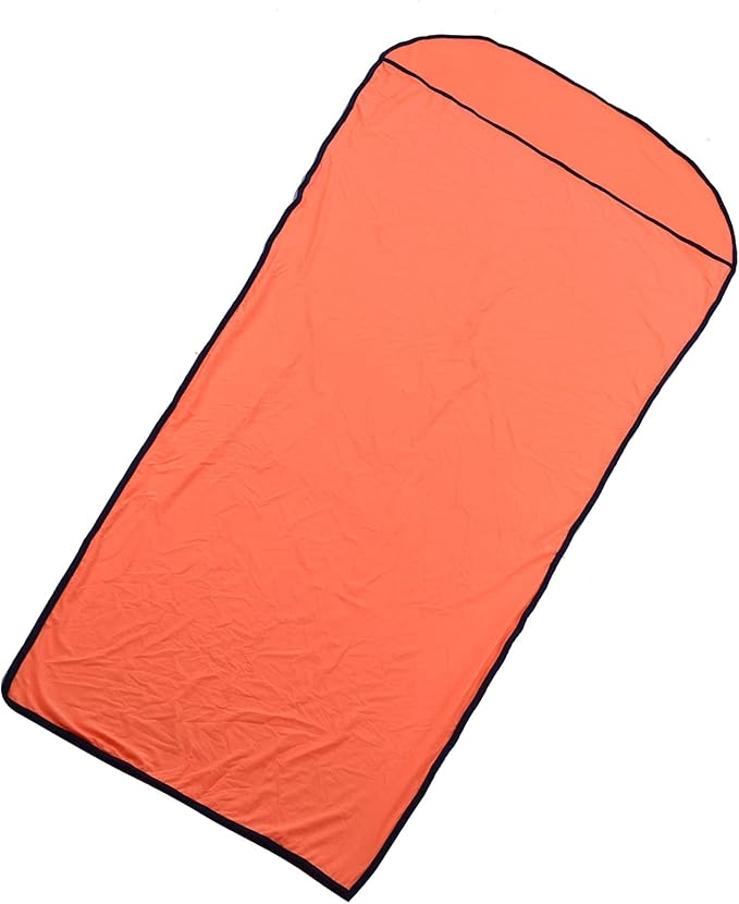 Multifunctional Elastic Sleeping Liner Skin Friendly Comfortable and Breathable to Carry with Storage Versatile Use for Camping Hiking Backpacking (Orange)