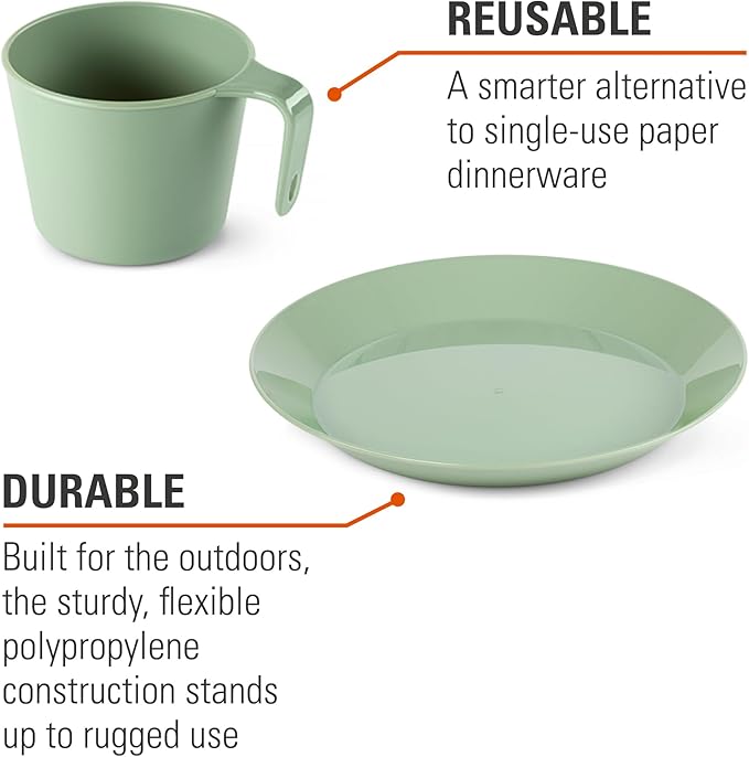 GSI Outdoors Cascadian 1 Person Table Set I 6-Piece Camping Backpacking Mess Kit Plastic BPA Free Plate Bowl Mug Cup &amp Cutlery Set