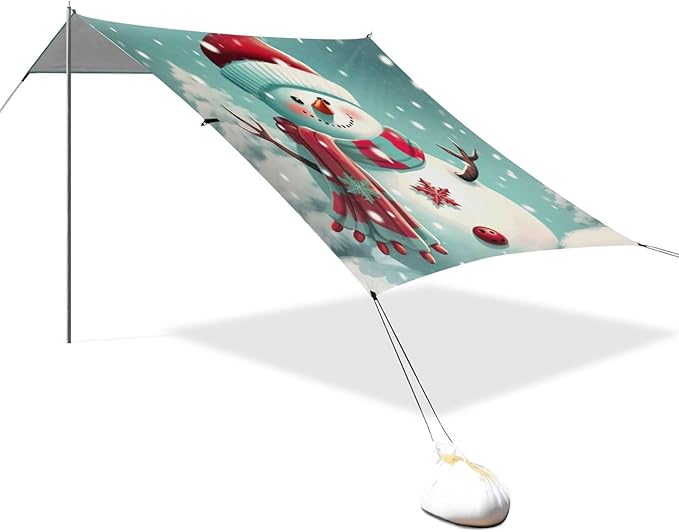 Christmas Snowman SnowflakeCamping Sun Shelters 9.2 x 10.5 FT Beach Canopy Tent Sun Shade with Carrying Bag for Camping Trips Fishing Backyard Fun or Picnics 21341853
